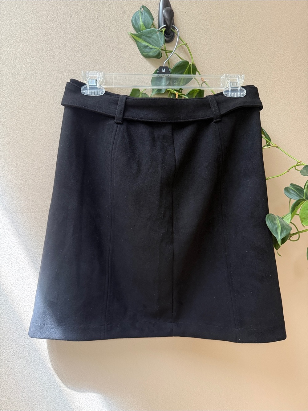 Classic Faux Suede Black A-Line Skirt